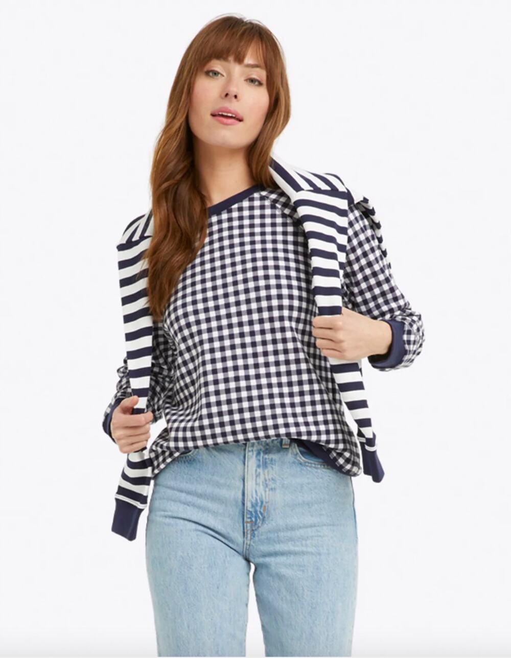 DRAPER JAMES Natalie Sweatshirt in Gingham Check // S